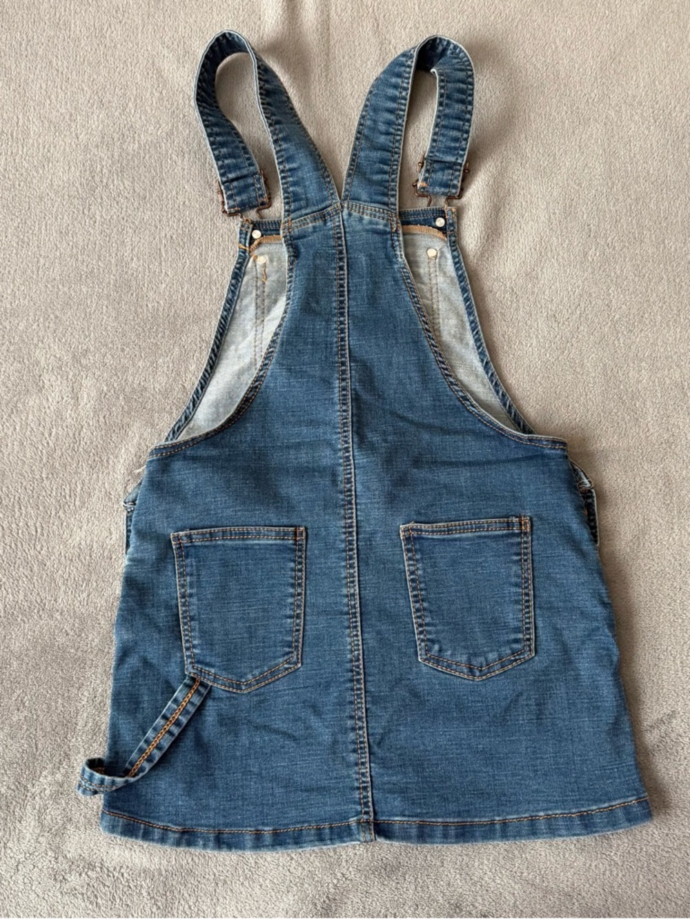 Love Trends Blue Denim Overall Jumper Dress Skirtall Size S Mini Jean Pinafore - Picture 7 of 14